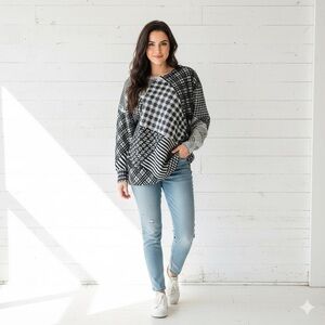 Vintage 80s Beaded Lambswool Rabbit Hair Geometric Patterns Patchwork Size Small